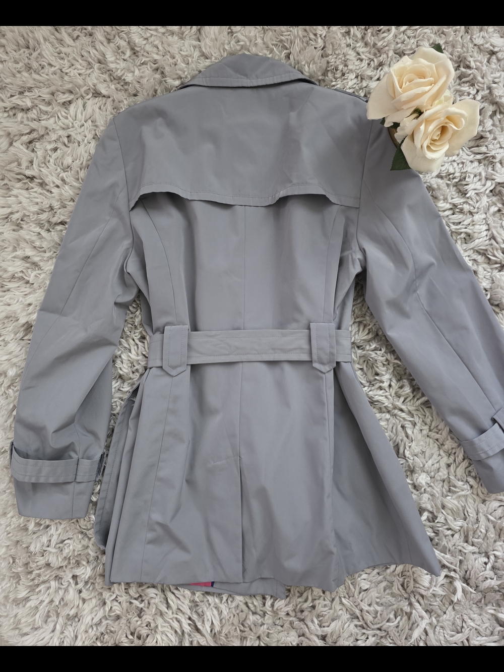Calvin Klein Gray Double-Breasted Trench Coat - Picture 5 of 6